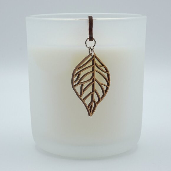 Handcrafted Cherry Wood Leaf Candle Charms | Rustic Candle Jewelry - Picture 3 of 7